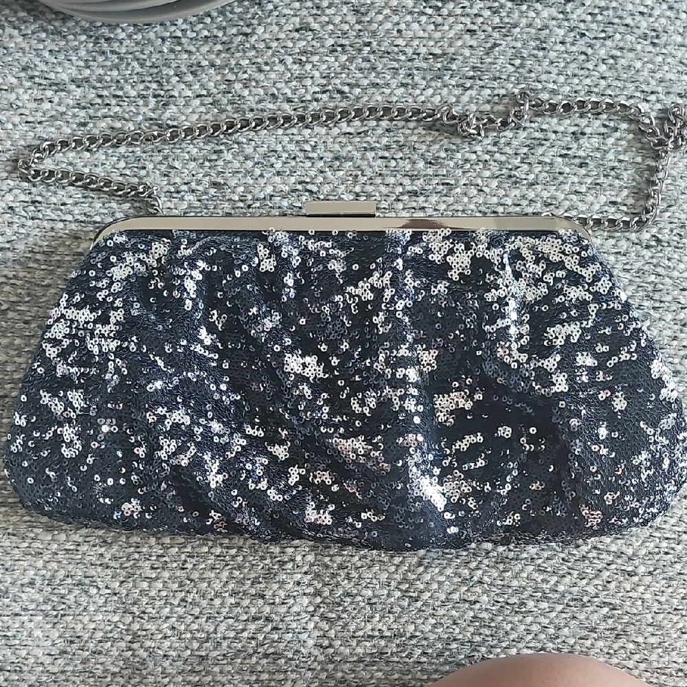 Jennifer Lopez Sequin Evening Clutch Bag - Silver